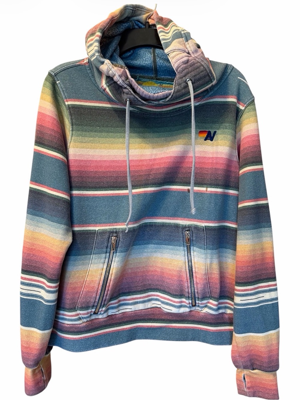 Aviator Nation Serape Ninja Hoodie Multicolor Striped Sz Medium
